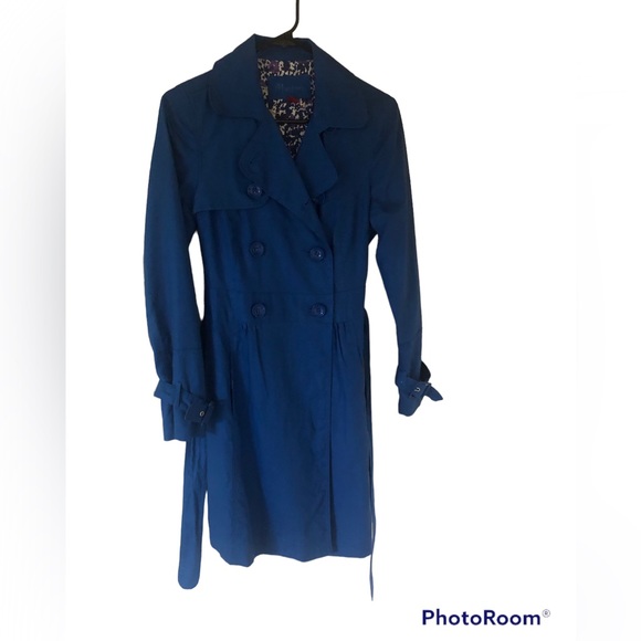 Monsoon Jackets & Blazers - Monsoon Linen Trench coat, blue.  Size UK 8 Eur 36